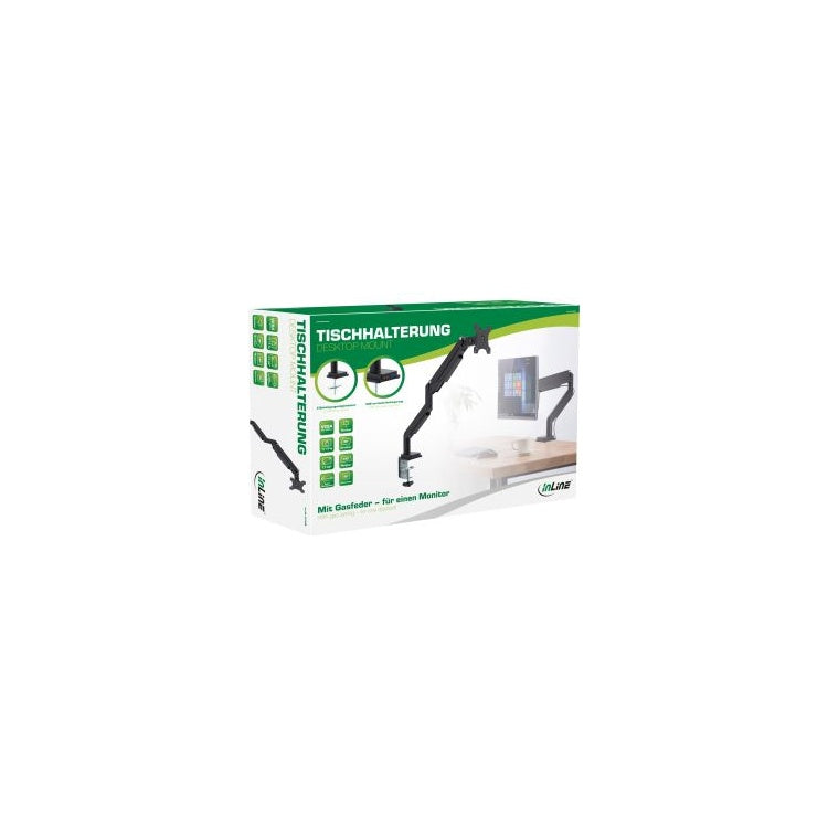 GK-13141 InLine monitorarm met gasveer en USB 3.0/audio - 17 tot 32 inch - 9 kg - Zwart