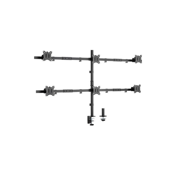GK-13143 InLine verstelbare monitor bureauhouder voor 6 schermen - 17 tot 32 inch - 7 kg per monitor - Zwart