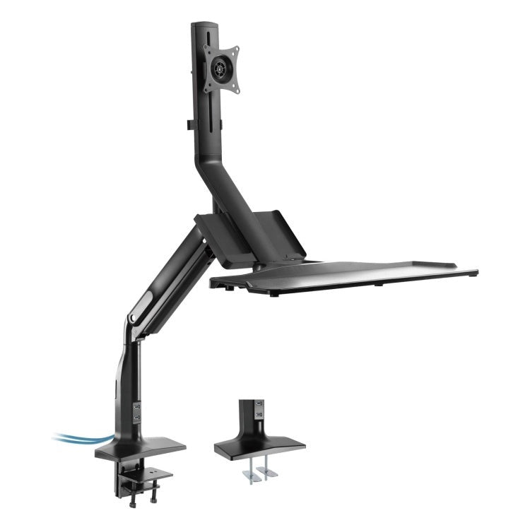 GK-13146 InLine verstelbare monitorarm met toetsenbordplateau en USB 3.0 - 17 tot 32 inch - Zwart