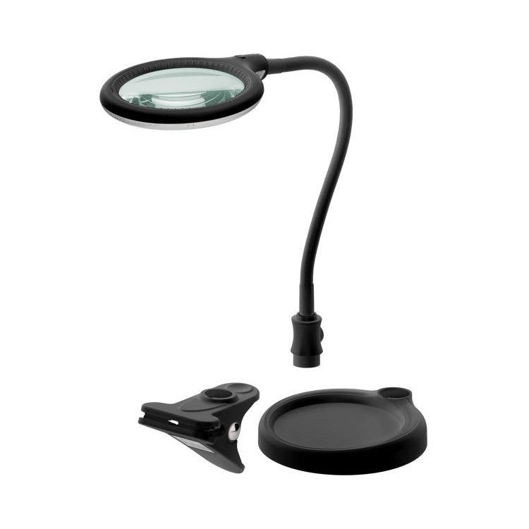 GK-13159 LED-Loeplamp 2-in-1 met Tafelvoet en Klem - 6 W - 1,75x Vergroting - Zwart