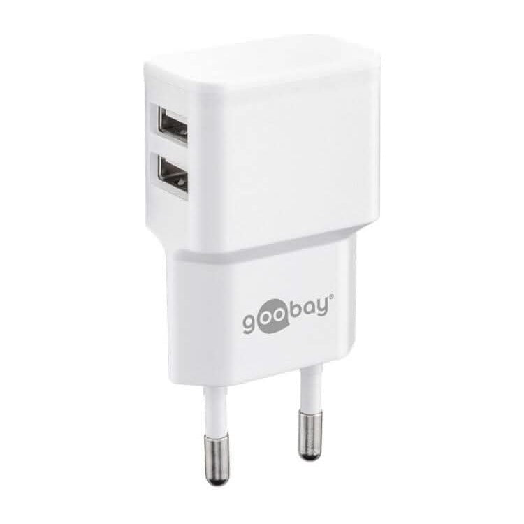 GK-230V2USB12W-WT Goobay USB lader wit - 2 x USB - 12 watt