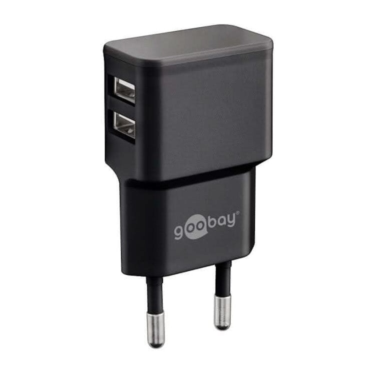 GK-230V2USB12W-ZW Goobay USB lader zwart - 2 x USB - 12 watt
