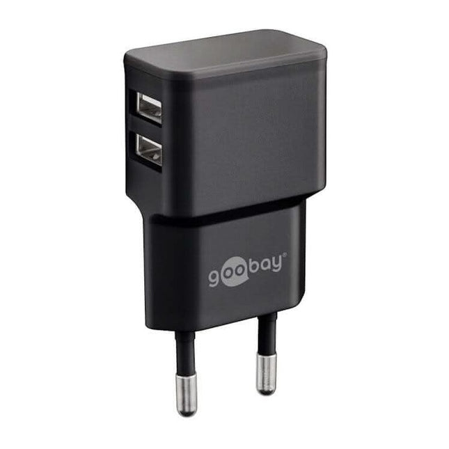 GK-230V2USB12W-ZW Goobay USB lader zwart - 2 x USB - 12 watt