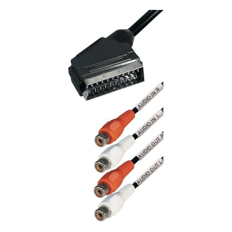 GK-SCRT-4RCA-0.2 Scart naar 2 x audio in RCA + 2 x audio uit RCA - 20 cm