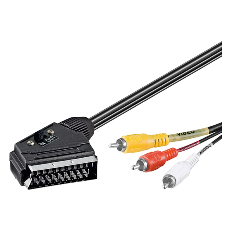 GK-SCRT-RCA-3 Scart naar 3 x RCA (audio + video) - Geschikt voor scart in of uit - 3 meter