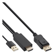 HDMI-1.4-DP-2 2 meter DisplayPort naar HDMI kabel - 4K/30Hz - DisplayPort 1.2 naar HDMI 1.4 - InLine - Zwart