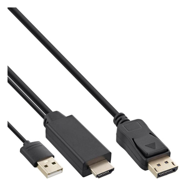 HDMI-1.4-DP-3 3 meter DisplayPort naar HDMI kabel - 4K/30Hz - DisplayPort 1.2 naar HDMI 1.4 - InLine - Zwart