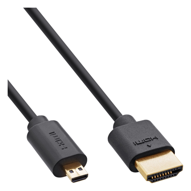 HDMI-uHDMI-2.1-0.3 30 cm HDMI 2.1 kabel - 8K/60Hz - HDMI A naar HDMI D (micro) - SlimLine - Zwart