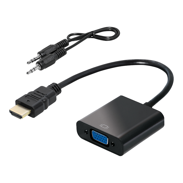 HDMI-VGA HDMI naar VGA + stereo 3.5mm aux adapter