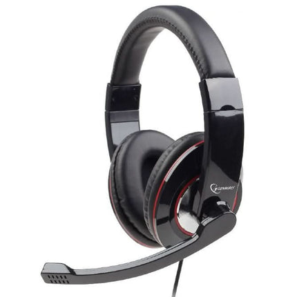 Gembird stereo hoofdtelefoon met microfoon - Extra comfortabel - Bedraad - Zwart/rood