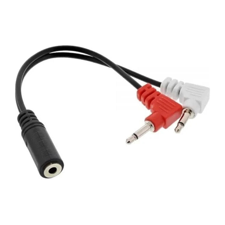 INL-99313I 3,5 mm Jack naar 2x RCA vliegtuigadapter - 2x haakse RCA - 15 cm - Zwart