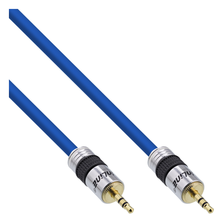 INL-A3.5-MM-20-GP-BL 3.5 mm jack audiokabel - 20 meter - Dubbel afgeschermd - Gold-plated - InLine Premium