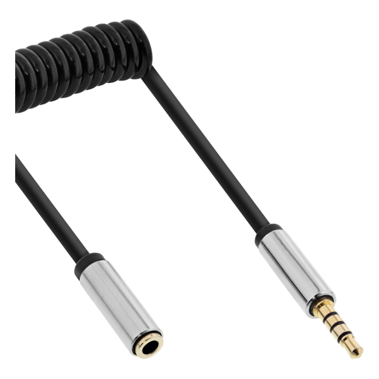 INL-A3.5-MM-SP-GP-2 4 polige 3.5 mm jack audio verlengkabel - 2 meter - Gold-plated - InLine Slim