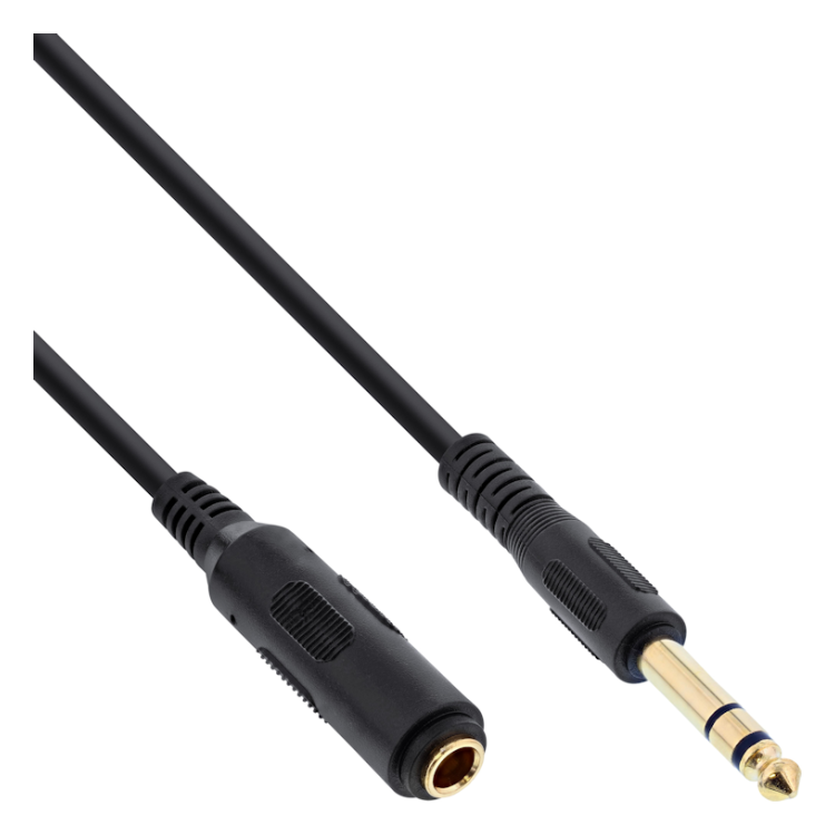 INL-A6.3-V-GP-2 6.35 mm jack audio verlengkabel - 2 meter - Stereo - Gold-plated - InLine