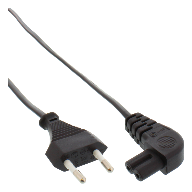 INL-C7-H-ZW-5 C7 kabel - 5 m - Eurostekker naar C7 haaks - Zwart