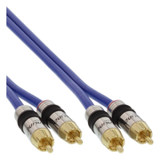 INL-CS2-GP-BL-30 Premium RCA audiokabel - Metalen stekkers - 30 meter - 100% koper - 2 x afgeschermd - RCA -> RCA - Inline