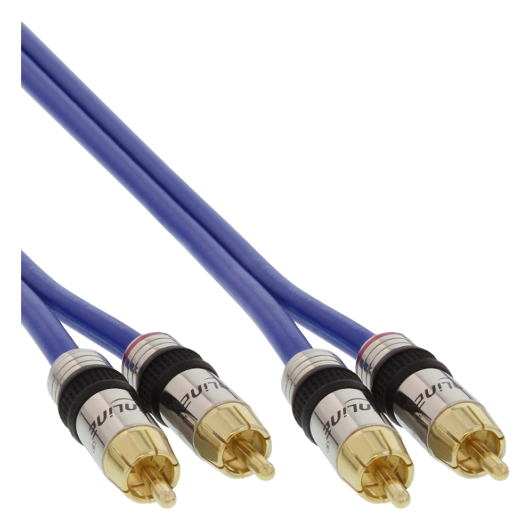 INL-CS2-GP-BL-7 Premium RCA audiokabel - Metalen stekkers - 7 meter - 100% koper - 2 x afgeschermd - RCA -> RCA - Inline