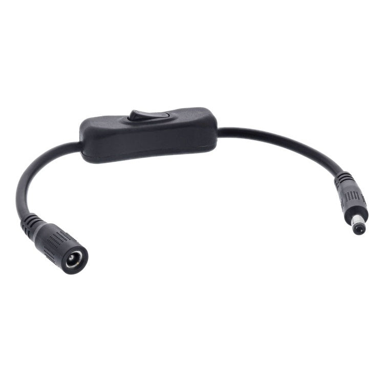 INL-DCV5.5-2.5-SW-ZW DC-kabel met schakelaar - 5,5 x 2,5 mm - 20 cm - Zwart - 140W