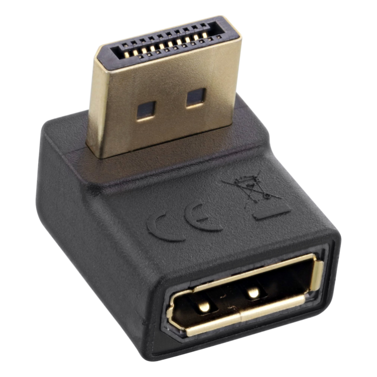 INL-DP-1.2-90-B DisplayPort adapter - DisplayPort 1.2 - 90° haaks naar boven - Zwart