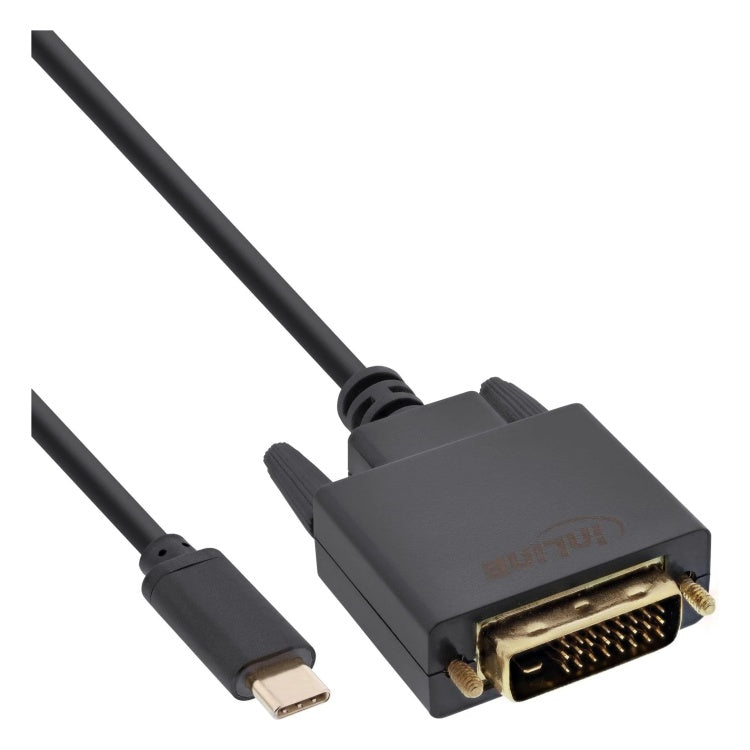 INL-USB-C-DVI-2 2 meter USB-C naar DVI-D kabel - Full HD 1080p - zwart - verguld