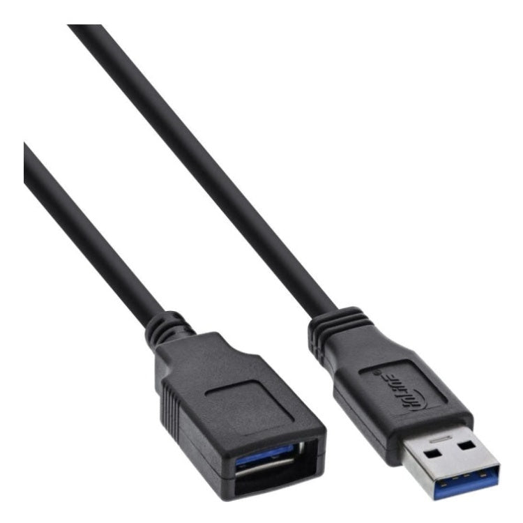 INL-USB3.0-V-1.5 USB A  (volledig bedekt) naar USB A verlengkabel - USB 3.0 - Zwart - 1,5 meter