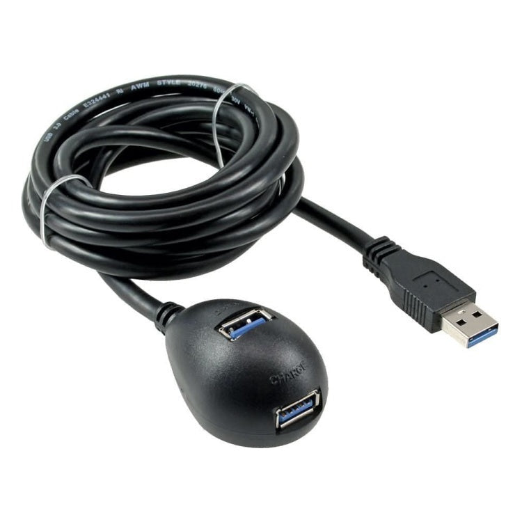 INL-USB3.2-V-PWR-2 USB-A naar 2x USB-A docking verlengkabel - USB 3.0 - 2 meter - Zwart