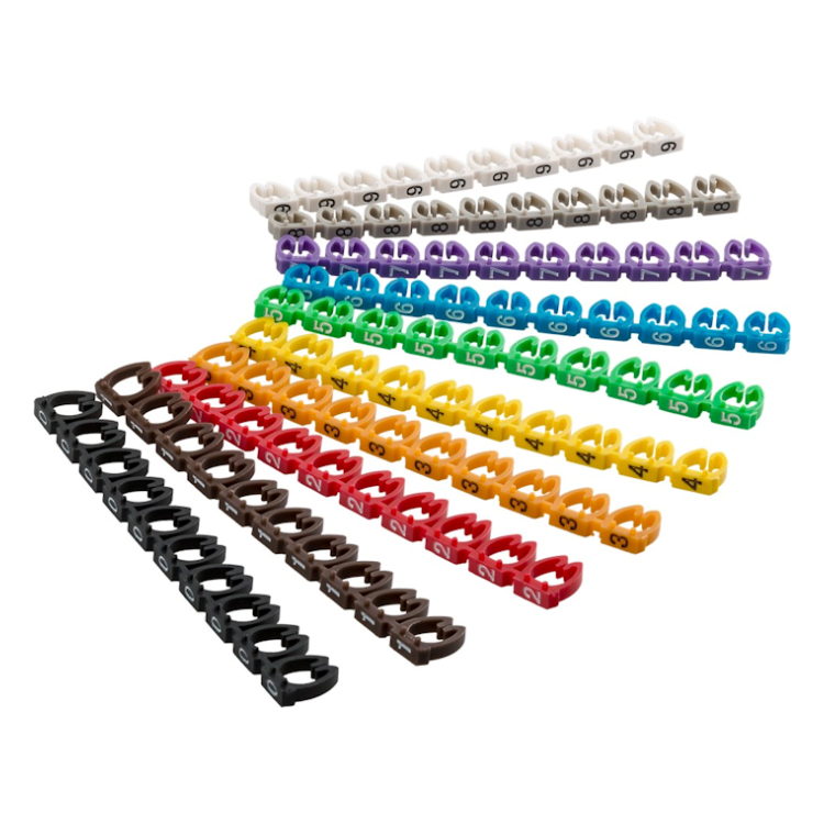 KBCL-6 Markeerclips voor kabels(0-9) - 100 stuks - 5,6-7,,4 mm - Kleurenmix