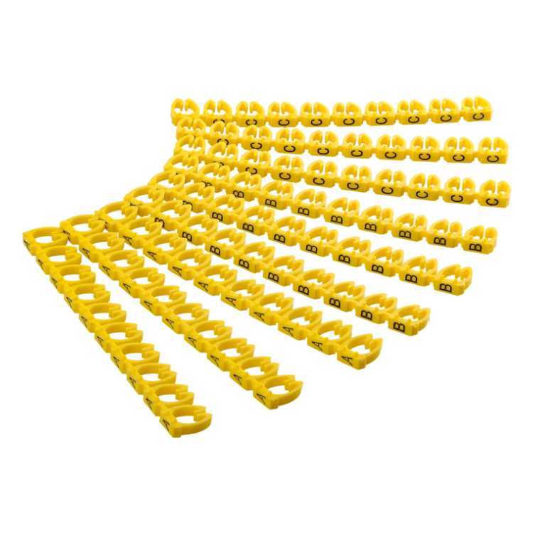 KBCL-L-6 Markeerclips voor kabels(A,B,C) - 90 stuks - 5,6-7,4 mm -  Geel