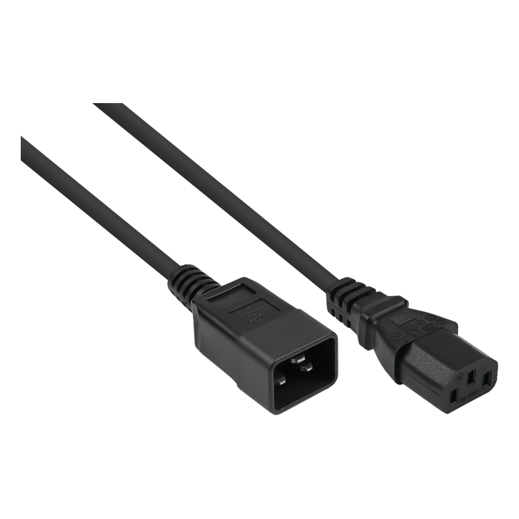 KM-NS-C13-C20-3-ZW IEC-verlengkabel C20 naar C13 - 3 meter - Zwart - 1,00 mm² - Koperen geleiders