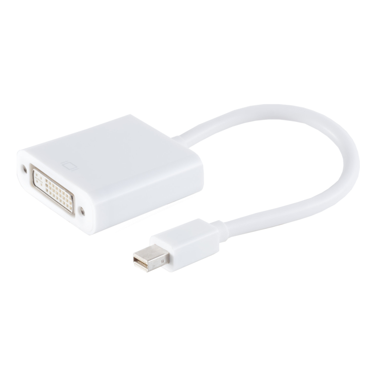 mDP-1.2-DVI-W 15 cm Adapter Mini DisplayPort™ (mannelijk) naar DVI-I 24+5 (vrouwelijk) - Wit