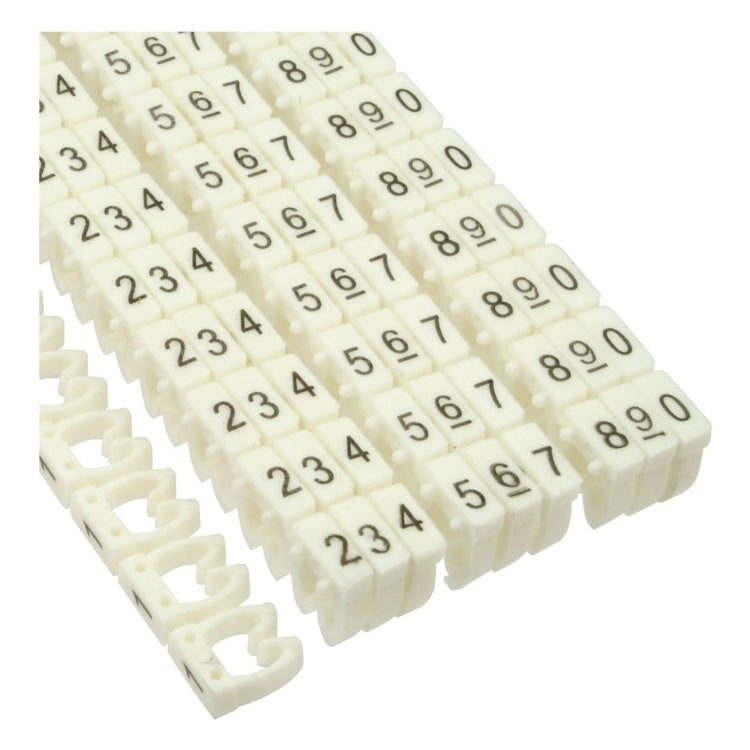 MKCP-0-9-6mm-WT Kabelmarkeerclips 0-9 - Ø 6 mm - 100 stuks - Wit