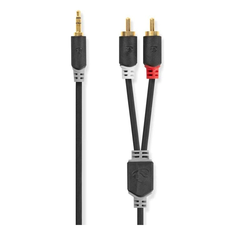 ND-A3.5M-RCA-10 10 meter 3,5mm Jack - Tulp Stereo audiokabel - Zwart - Koper - Verguld