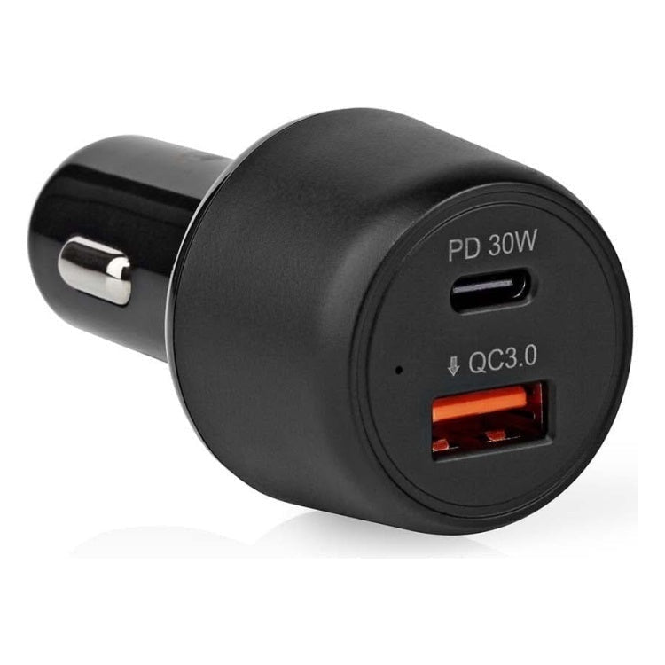ND-AUT-USBC+A-48W Autolader met 1x USB-C PD en 1x USB-A QC3.0 - 48W - Zwart