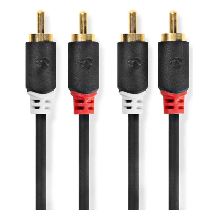 ND-CS2-2 2 meter Tulp Stereo Audiokabel - 2x RCA (m) naar 2x RCA (m) - 100% -  Verguld - Zwart