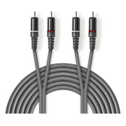 ND-CS2-G-3 3 meter Stereo-Audiokabel - 2x RCA Male - 2x RCA Male - Donkergrijs - Koper - Vernikkeld