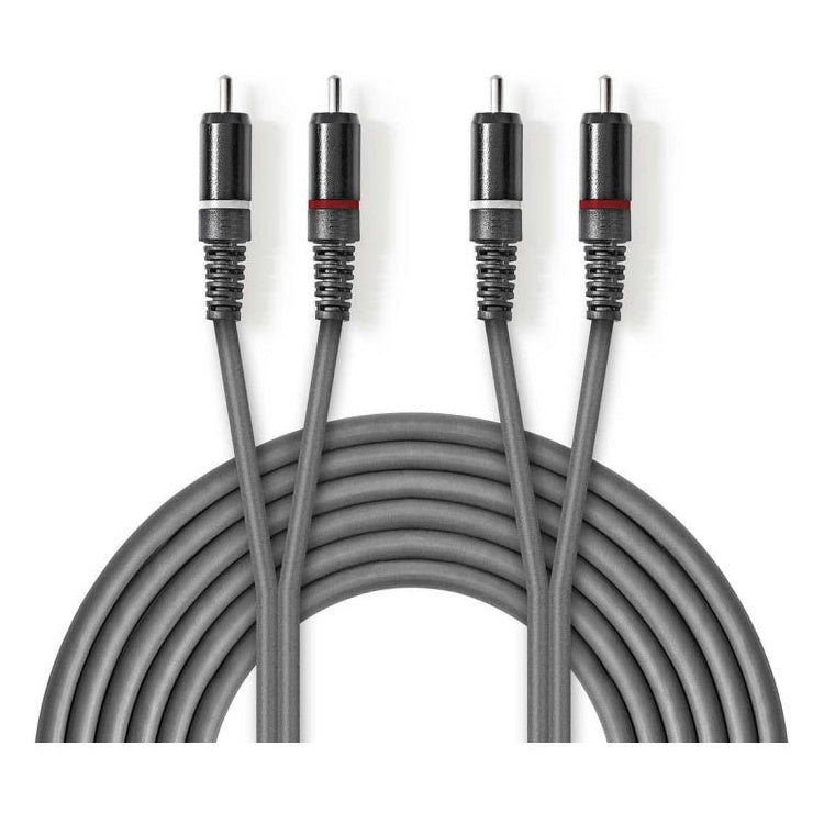 ND-CS2-G-3 3 meter Stereo-Audiokabel - 2x RCA Male - 2x RCA Male - Donkergrijs - Koper - Vernikkeld