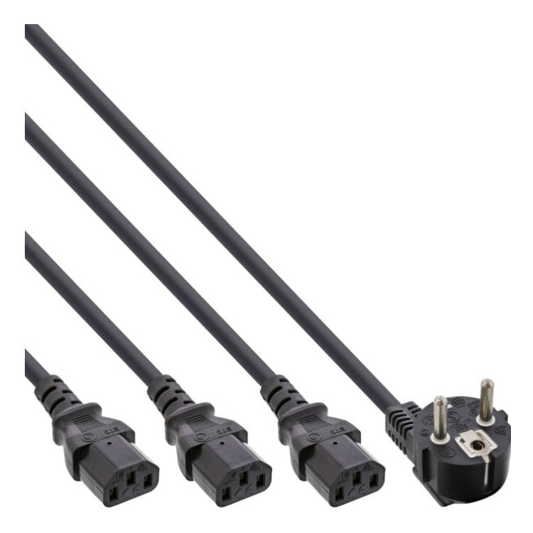 NS-3xC13-1.8 C13 kabel - Splitter naar 3 x C13 - Zwart - 1,8 meter - haakse schukosteker