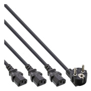 NS-3xC13-3 C13 kabel - Splitter naar 3 x C13 - Zwart - 3 meter - haakse schukosteker