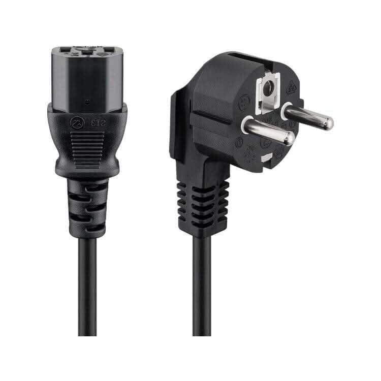 NS-C13-10-ZW C13 kabel - 10 meter - schukostekker naar C13 - haaks - Zwart