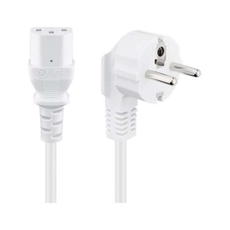 NS-C13-2-WT C13 kabel - 2 meter - schukostekker naar C13 - haaks - Wit