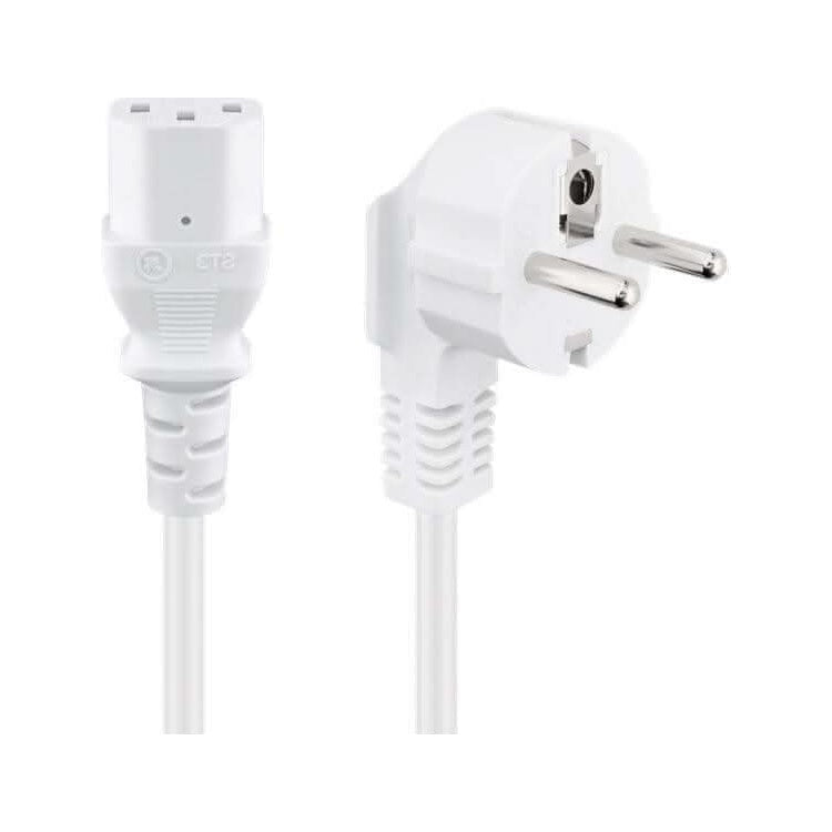 NS-C13-5-WT C13 kabel - 5 meter - schukostekker naar C13 - haaks - Wit