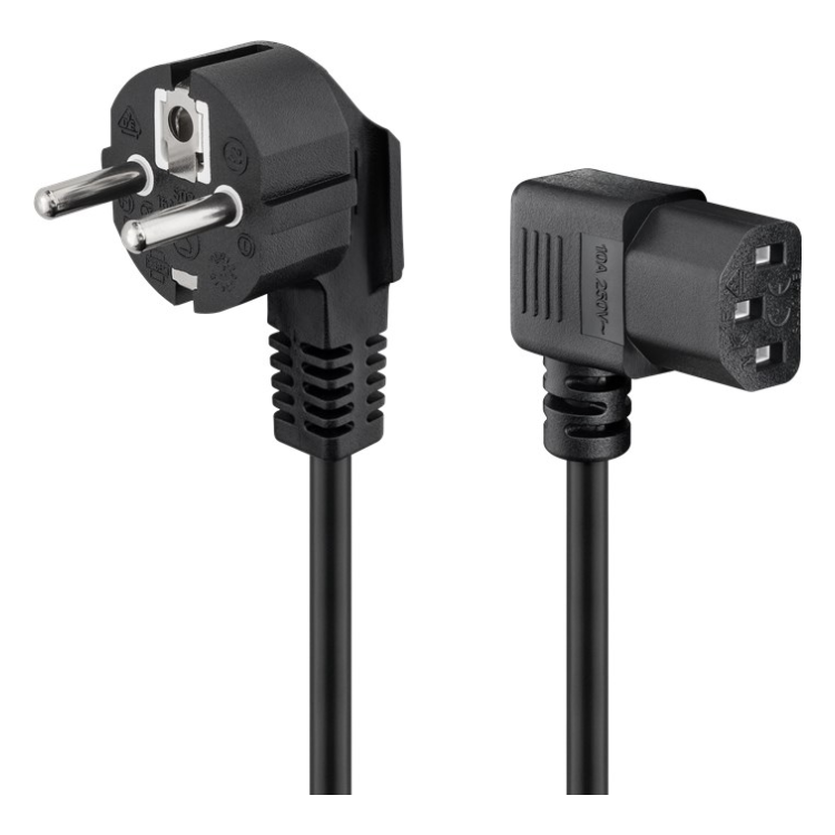 NS-C13-H-2-ZW C13 kabel - 2 meter - schukostekker naar C13 - 2xhaaks - Zwart