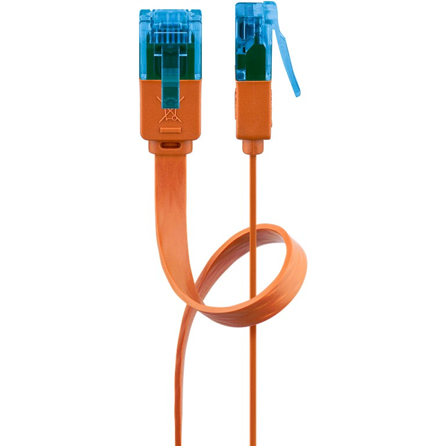 50 cm Cat 6a U/UTP platte netwerkkabel - 100% koper - Oranje