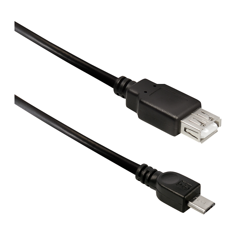 OTG2.0-MC-AF-0.3 Micro-USB naar female USB A verloopkabel - Zwart - USB OTG (On-The-Go)