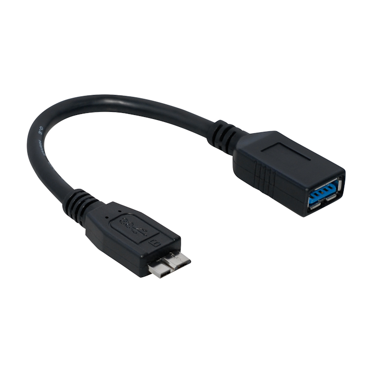 OTG3.0-MC-AF-0.1 Micro USB naar female USB A adapter - Zwart - USB OTG (On-The-Go) - USB 3.0 - 10 cm