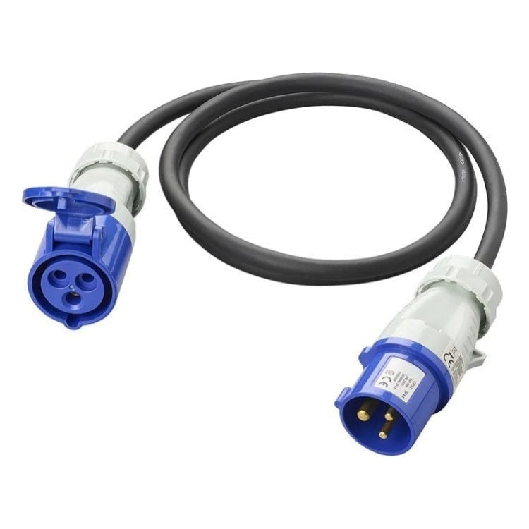 PAT-CEE-V3x2.5-1.5 1,5 meter CEE Verlengkabel CEE (m) naar CEE contra (v), 3-polig  -  2,5 mm² - 230V - 16A - IP44 - Zwart