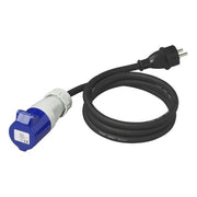 PAT-SCH-CEE-1.5 1,5 meter verloopkabel - Schuko Stekker naar CEE  2,5 mm² - IP44 - 16A - Zwart