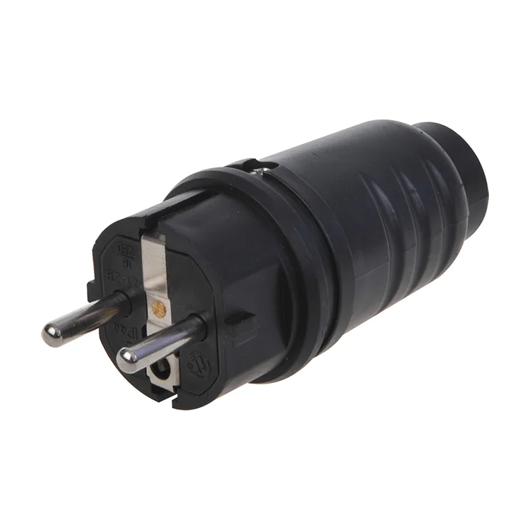 PAT-SCH Stekker Schuko - 16A - 230V - IP44 - Kunststof - Zwart