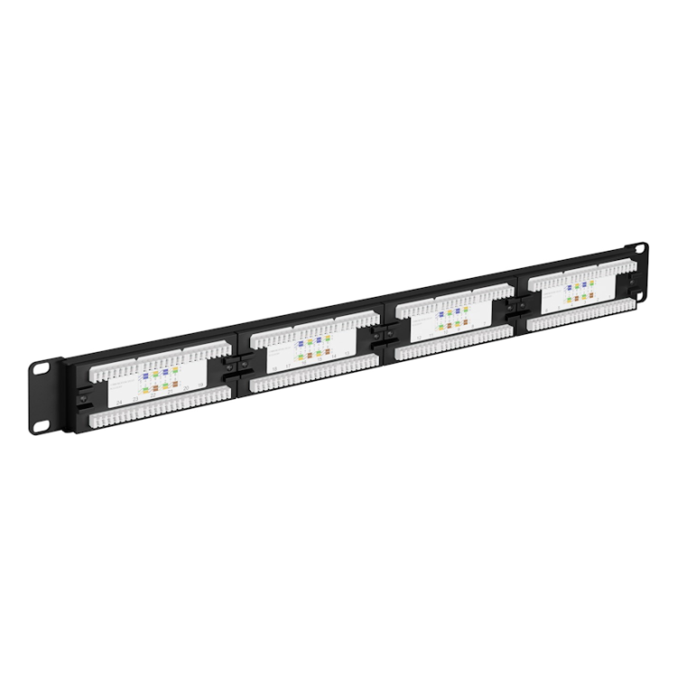 PP-19-C6-O 19"patchpanel - 1U met 24 Cat 6 poorten - 1 Gbit - Zwart - Unshielded