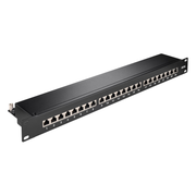 PP-19-C6a-ZW 19"patchpanel - 1U met 24 Cat 6a poorten - 10 Gbit - Zwart - Shielded